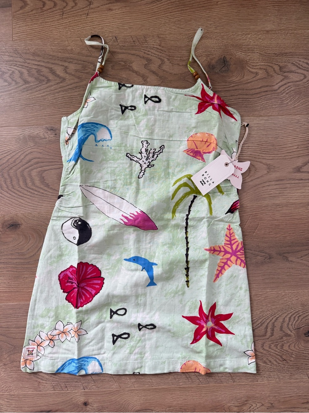 NWT Billabong Light Green Tropical Print Sundress